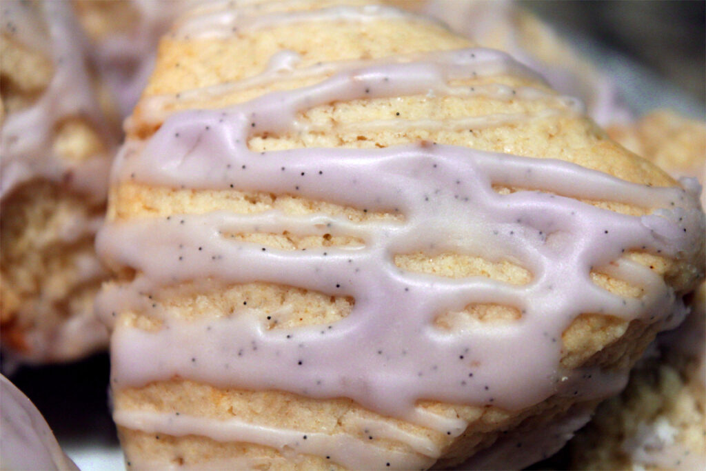 Close up of Vanilla Bean Lavender Scone