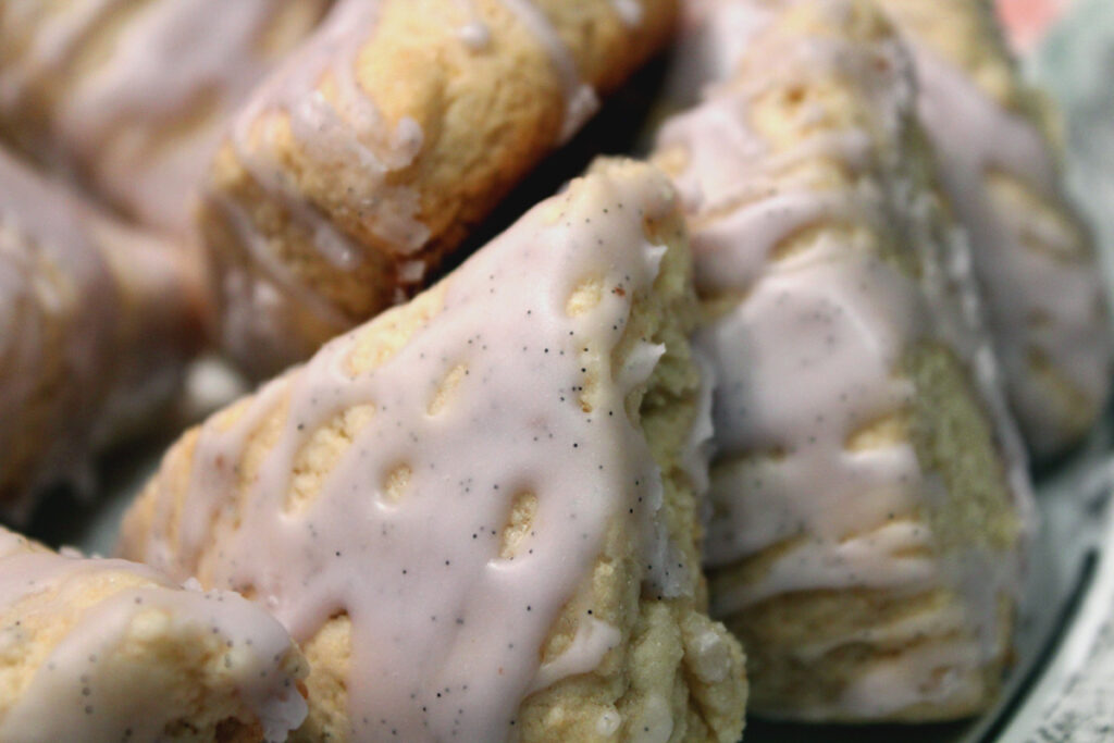 Close up of Vanilla Bean Scones on a Plate