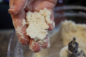 Consistency of dry mix for scones with butter added