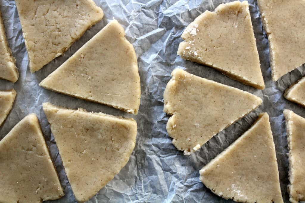 Vanilla Bean Scone Dough cut into Triangles