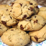 Pile of Brown Butter Chocolate Chip Cookies Stacked on a Plate