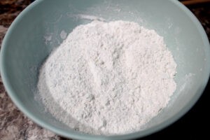 Dry Ingredients Mixed in a bowl for Brown Butter Cookies