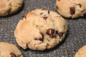 Close up of a Fresh Baked Brown Butter Chocolate Chip Cookie
