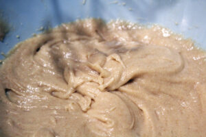 Wet Ingredients Mixed in a bowl for Brown Butter Cookies